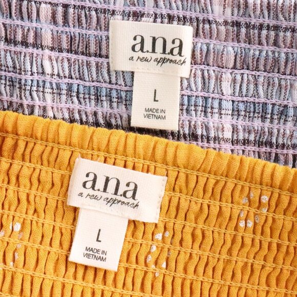 New 2pc a.n.a. Women's L Spaghetti Strap Babydoll Cotton Blend Cropped Tank Tops - Picture 8 of 11